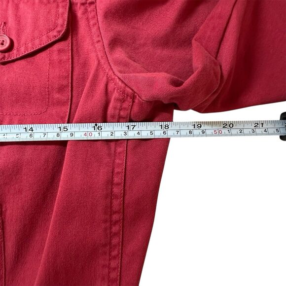CAbi Jacket Women Size M Brick Red Cotton Long Sleeve Collar Button Front Boho - Picture 9 of 11